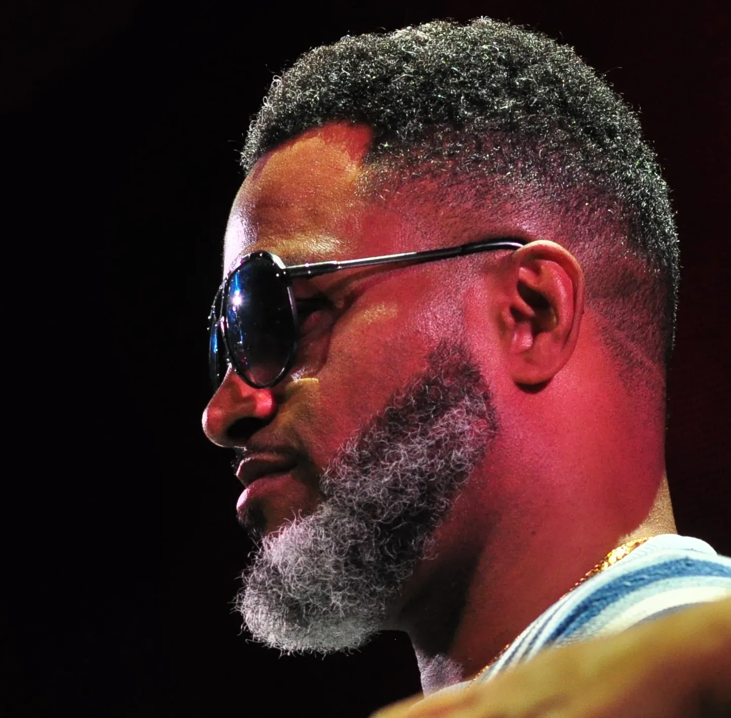Ishmael Butler wearing sunglasses at Pop Conference in Seattle in 2019