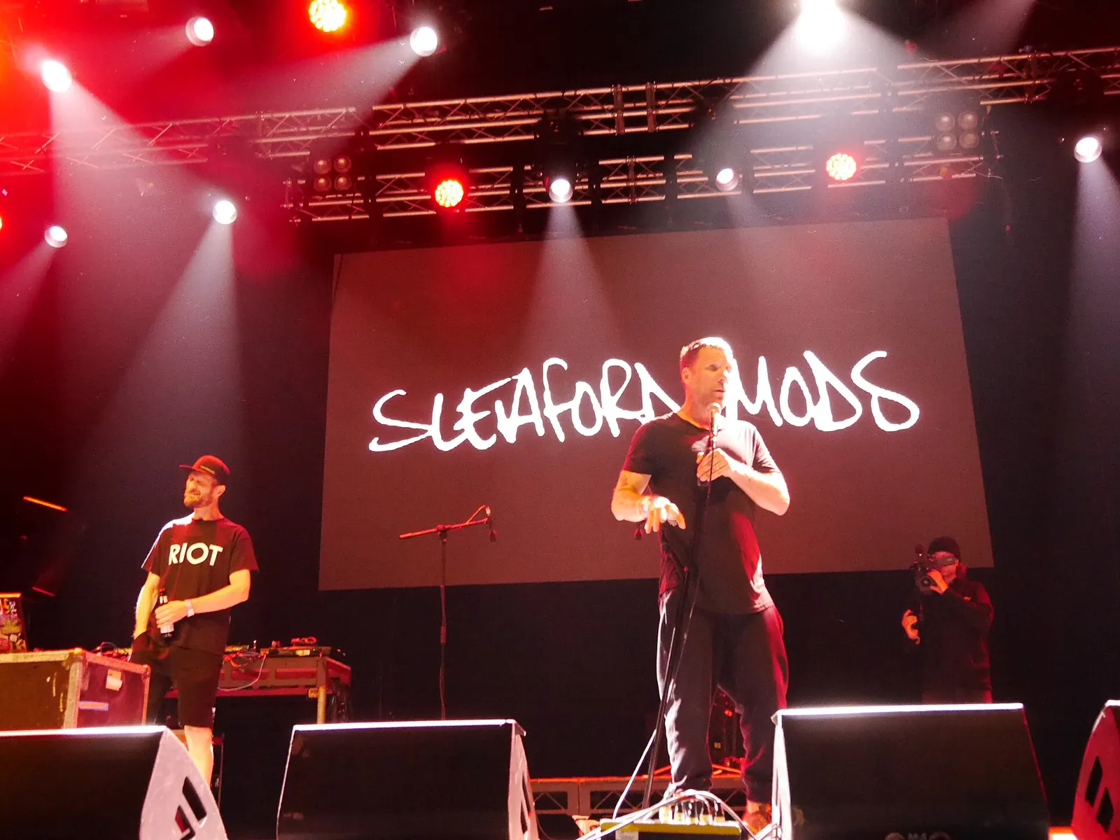Sleaford Mods performing at Glastonbury Festival in 2019