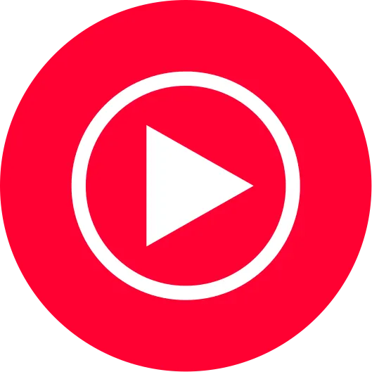 YouTube Music red circular play-button logo